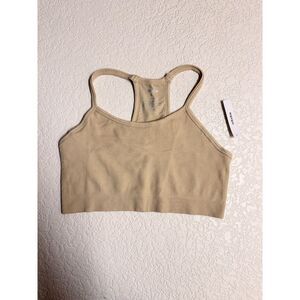 ODODOS Ribbed Racerback Sports Bra Tan Nude XL NWT